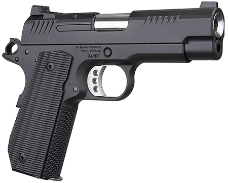 [800732701158] Ed Brown EVOKC9LW 1911 EVO KC Lightweight 9mm Luger 7+1 4" Stainless Bull Barrel, Black Gen4 Serrated Slide, Black Gen4 Carbon Steel Frame w/Beavertail, Black Grips