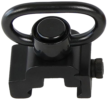 [672352016895] Bulldog BD886 Deluxe Push Button Swivel Black 1.25" Steel QD Rail Mount