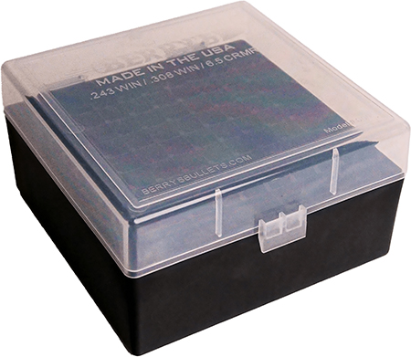 [711148649845] Berry's 25338 Ammo Box  Clear/Black Polypropylene 100rd