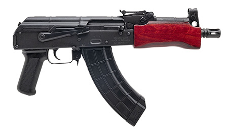 [787450951839] Century Arms HG2137PRN Draco Mini 7.62x39mm 30+1 7.75" Black Threaded Barrel, Black Steel Stamped Metal Receiver, Black Polymer Grip, Red Wood Handguard, Rear Picatinny Rail, Right Hand