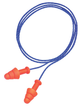 [033552015208] Howard Leight R01520 Corded Ear Plugs Smart Fit Foam 25 dB Behind The Neck Orange Ear Buds with Blue Cord Adult 2 Pair