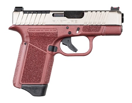 [643477868843] Gforce Arms GF932512CN Rapture  Sub-Compact Frame 9mm Luger 12+1 3.25" Black Steel Barrel, Nickel Steel Optic Cut/Serrated Slide, Red Cerakote Polymer Frame, Shield RMSc/RMR Footprint