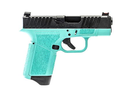 [643477868805] Gforce Arms GF932512RB Rapture  Sub-Compact Frame 9mm Luger 12+1 3.25" Black Barrel, Black Cerakote Steel Optic Cut/Serrated Slide, Robin Egg Blue Cerakote Polymer Frame, Shield RMSc/RMR Footprint