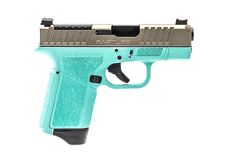 [643477868584] Gforce Arms GF932512RN Rapture  Sub-Compact Frame 9mm Luger 12+1 3.25" Black Barrel, Nickel Steel Optic Cut/Serrated Slide, Robin Egg Blue Cerakote Polymer Frame, Shield RMSc/RMR Footprint