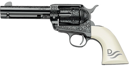 [641996200816] Pietta GW45RR434NMUI Great Western II Red River 45 Colt (Long Colt) 4.75" Ultra Ivory Engraved Grip