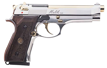 [850067243632] Derya Firearms MELIK9.NG.TR Melik  9mm Luger 17+1 4.90" Gold TiN Steel Barrel, Black Melonite Serrated Steel Slide,  Black Aluminum Frame, Black Polymer Grip