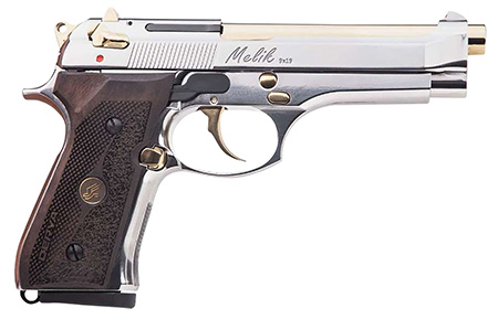 [850067243649] Derya Firearms 15L.MELIK9.NG.TR Melik  9mm Luger 15+1 4.90" Gold TiN Steel Barrel, Black Melonite Serrated Steel Slide,  Black Aluminum Frame, Black Polymer Grip