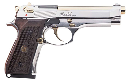 [850067243656] Derya Firearms 10L.MELIK9.NG.TR Melik  9mm Luger 10+1 4.90" Gold TiN Steel Barrel, Black Melonite Serrated Steel Slide,  Black Aluminum Frame, Black Polymer Grip
