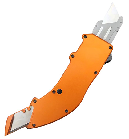 [093674829824] Templar Knife  Squire Utility OTF Razor Plain Orange Anodized 5.38" Aluminum Handle