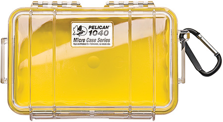[019428083342] Pelican 1040027100 Micro Case  Yellow/Clear Polycarbonate 7.50" Long