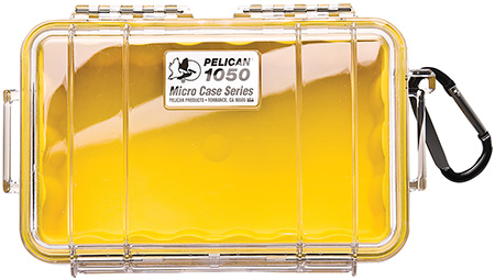 [019428082802] Pelican 1050027100 Micro Case  Yellow/Clear Polycarbonate 7.99" Long