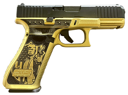 [810100238001] Glock PA475S204MOSNDONWICK G47 Gen5 MOS Don Wick 9mm Luger 17+1 4.49" Black GMB Barrel, Black nDLC Steel MOS Cut/Serrated Slide, Gold w/Trump  &  Engraving Polymer Frame w/Picatinny Rail, Ambidextrous