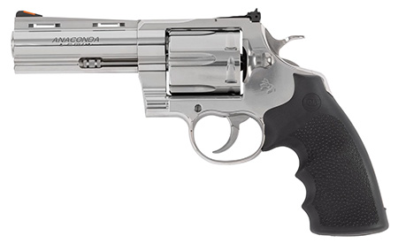 [098289005533] Colt Mfg ANACONDASP4RTS45C Anaconda  45 Colt (Long Colt) 6rd Shot 4.25" Stainless Vent Rib Barrel, Cylinder  &  Frame, Black Grip