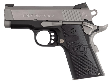 [098289113542] Colt Mfg O7800XETT Defender  45 ACP 7+1 3" Carbon Steel Slide, Aluminum Frame w/Beavertail, G10 Grip
