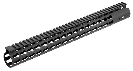 [4717385550261] UTG Pro MTU019SSK Pro Slim Rail Handguard Free-Floating 15" L Aluminum Material with Black Anodized Finish, KeyMod Slots  &  Picatinny Rail for AR-15