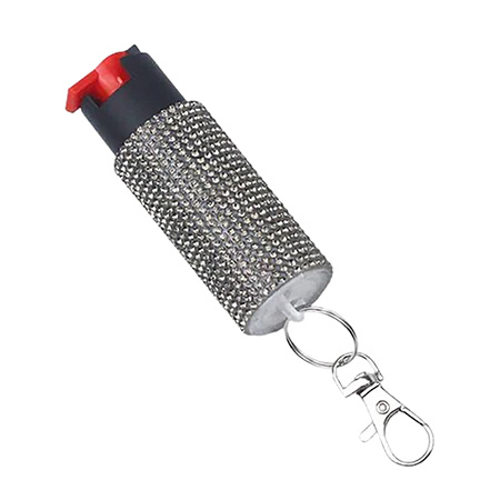 [797053300118] PSP EC14STUDSLC Studded Pepper Spray Silver Canister Includes Keychain