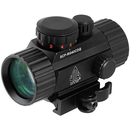[4712274528185] UTG SCPRG40CDQ ITA  Black Hardcoat Anodized 1x 4 MOA Red/Green Dot/62 MOA Circle Reticle