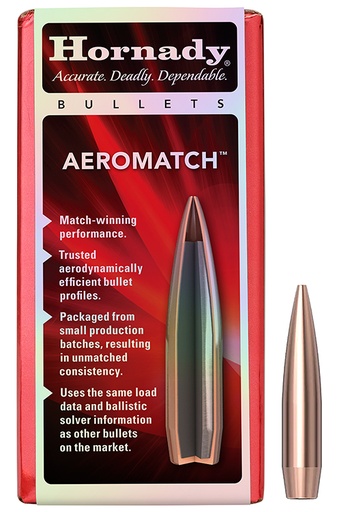 [090255307191] Hornady 30719 Aeromatch  30Cal 175gr Hollow Point Boat Tail 100 Per Box/15 Case