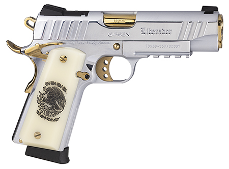 [741566907548] Girsan 391620 MC1911 C Liberador Compact 10mm Auto 4.40" Polished Gold PVD Barrel, Polished Chrome w/Gold Controls Serrated slide  &  Frame w/Beavertail  &  Picatinny Rail, Pearl Grip