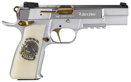 [741566905643] Girsan 391455 MCP 35 Liberador 9mm Luger, OPS with Accessory Rail, Gold Controls, Pearl Engraved Grips