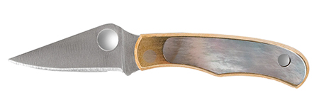 [716104019595] Spyderco C133AP Bug  1.25" Folding Plain Stonewashed 12C27 Sandvik Blade, Abalone/Nickel Handle