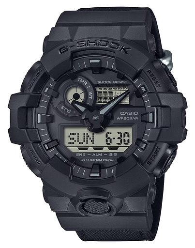 [889232369600] GSHOCK GA700BCE1ACR  ANALOG DIGITAL/NYLON ST  BLK