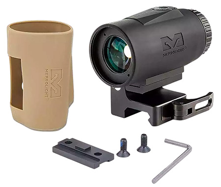 [810013524109] Meprolight USA 8016000200 MMX4 Micro Magnifier Black 4x24mm Picatinny Rail Mount, Includes Side Flip Mount