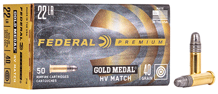 [029465057381] Federal 719 Gold Medal  22LR 40gr Lead Round Nose 50 Per Box/100 Case