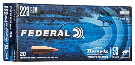 [604544647891] Federal V223VM53 Varmint  &  Predator  223Rem 53gr Hornady V-Max 20 Per Box/10 Case