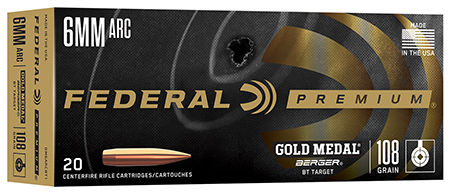 [604544701555] Federal GM6ARCBT1 Gold Medal  6mmARC 108gr 20 Per Box/10 Case