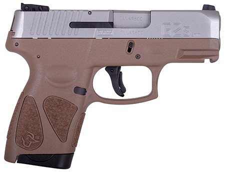 [725327617440] Taurus 1-G2S939B G2S  Compact Frame 9mm Luger 7+1 3.26" Matte Stainless Steel Barrel, Black Stainless Steel Serrated Slide, Brown Polymer Frame w/Accessory Rail, Black Polymer Grip