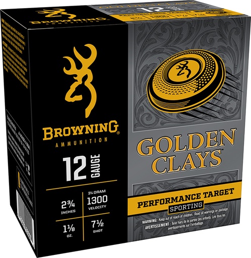 [020892028876] Browning Ammo BGC12SC7 Golden Clays  12Gauge 2.75" 1 1/8oz 7.5Shot 25 Per Box/10 Case