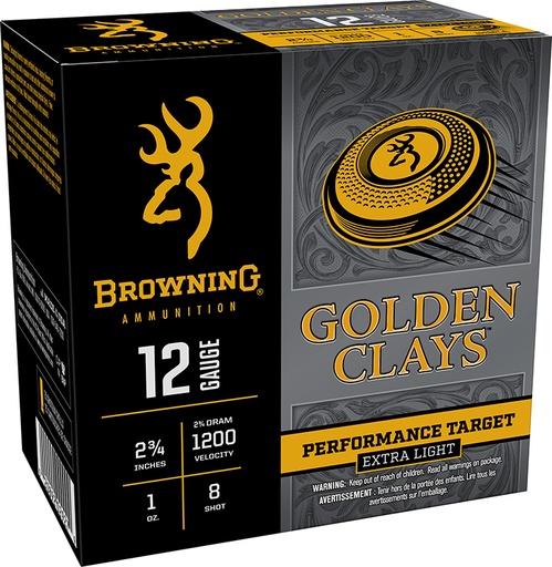 [020892029279] Browning Ammo BGC12L8 Golden Clays  12Gauge 2.75" 1oz 8Shot 25 Per Box/10 Case
