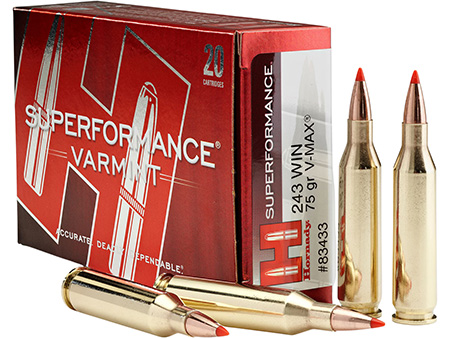 [090255804119] Hornady 80411 Superformance  243WSSM 75gr V-Max 20 Per Box/10 Case
