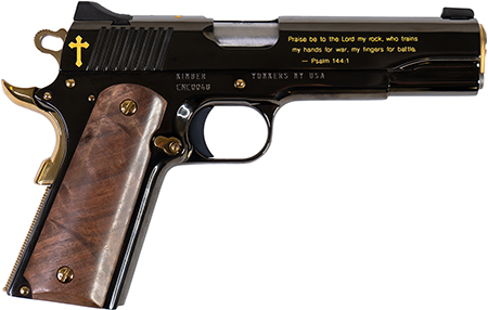 [198715991390] Cnc Firearms CNCCRUS1911 Kimber 1911 Crusader Limited Edition Full Size 45 ACP 7+1 5" Stainless Match Grade Barrel, Diamond Like Coating w/24kt Gold Inlay Engraving Slide  &  Steel Frame, Walnut Grip