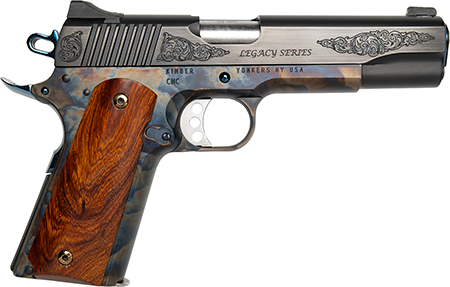 [198715329148] Cnc Firearms CNCLEGACY45 Kimber 1911 Legacy 45 ACP 7+1 5" Stainless Steel Barrel, Color Case Hardened Steel Engraved/Serrated Slide, Color Case Hardened Steel Frame, Walnut Grip
