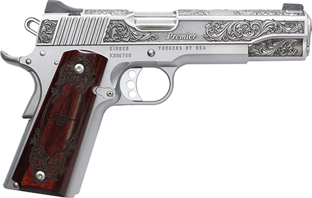 [198715129502] Cnc Firearms CNCPREMIER45 Kimber 1911 Premier 45 ACP 7+1 5" Stainless Steel Barrel, Stainless Steel Engraved Scrollwork/Serrated Slide, Stainless Steel Frame, Engraved Rosewood Grip