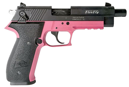 [810113113951] GSG GERG2213TFFPA FireFly  22 LR 13+1 4.90" Black Threaded Barrel, Aluminum Serrated Slide, Pink Aluminum Frame w/Picatinny Rail, Textured Grip