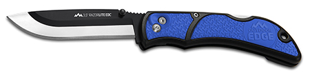 [743404301525] Outdoor Edge RLU40C RazorLite  3.50" Folding Drop Point Tanto Plain 420J2 SS Blade Black/Blue Polymer Handle