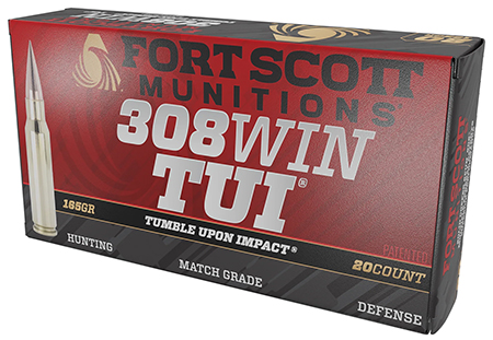 [758381722423] Fort Scott Munitions 308-165-SCV22 Tumble Upon Impact (TUI)  308Win 165gr Solid Copper Spun 20 Per Box/10 Case