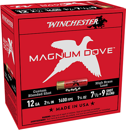[020892029675] Winchester Ammo MD1279 Magnum Dove  12Gauge 2.75" 1 1/4oz 7.5/9Shot 25 Per Box/10 Case