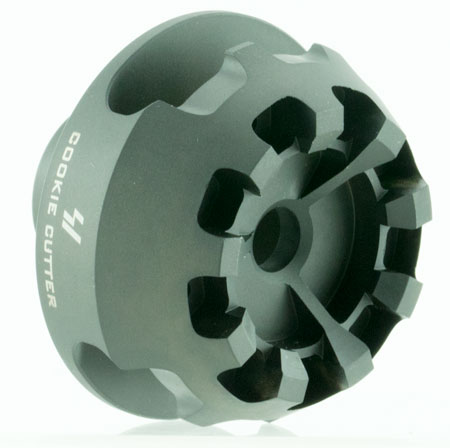 [700598351040] Strike Industries CCCOMP308 Cookie Cutter Comp Black Matte Steel with 5/8"-24 tpi Threads, 1.57" OAL  &  0.26" Inside/2.14" Outside Diameter for 308 Win, 7.62x51mm NATO AR-Platform