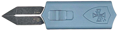 [093674829695] Templar Knife SMCAGB121 Sentinel Money Clip 1.88" OTF Dagger Plain Black Oxide Stonewashed Powder Coated D2 Steel Blade, 3.41" Blue Anodized Aluminum Handle