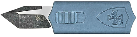 [093674829701] Templar Knife SMCAGB221 Sentinel Money Clip 1.88" OTF Tanto Plain Black Oxide Stonewashed Powder Coated D2 Steel Blade, 3.41" Blue Anodized Aluminum Handle