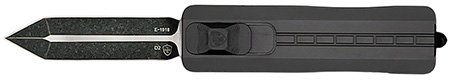 [093674829671] Templar Knife  Sentinel  Small 3" OTF Dagger Plain Black Oxide Stonewashed Powder Coated D2 Steel Blade, 4.28" Black Anodized Aluminum Handle, Glass Breaker