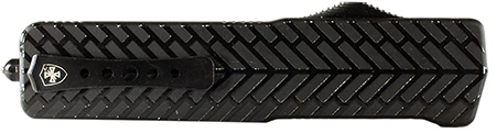 [093674815711] Templar Knife  Premium Weighted  Small 3" OTF Tanto Plain D2 Steel Blade, 4.50" Black Herringbone Aluminum Zinc Alloy Handle