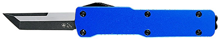 [093674826663] Templar Knife  Premium LW  Micro 1.85" OTF Tanto Plain Black Oxide Stonewashed Powder Coated D2 Steel Blade, 3.50" Blue Anodized Aluminum Handle, California Legal