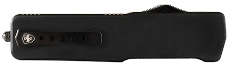 [093674813403] Templar Knife  Premium Weighted  Large 3.55" OTF Tanto Part Serrated Black Oxide Stonewashed Powder Coated D2 Steel Blade, 5.25" Black Aluminum/Rubber Handle
