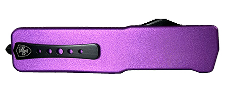 [093674823891] Templar Knife  Premium LW  Slim OTF Dagger Plain Black Oxide Stonewashed Powder Coated D2 Steel Blade, 5" Purple Anodized Aluminum Handle