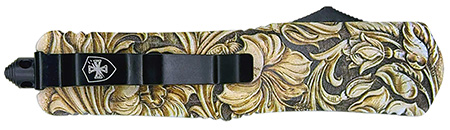 [093674828728] Templar Knife  Gen II Saddle Slim 3.43" OTF Tanto Plain Black Oxide Stonewashed 440C SS Blade, 5.05" Tan Aluminum Handle, Glass Breaker